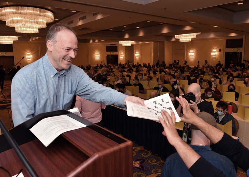 Will Shortz Passes Out Puzzles